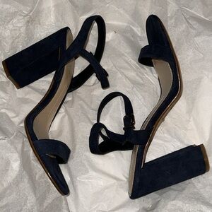 Gianni Bini blue suede block heel strap‎ sandals Sz 10W